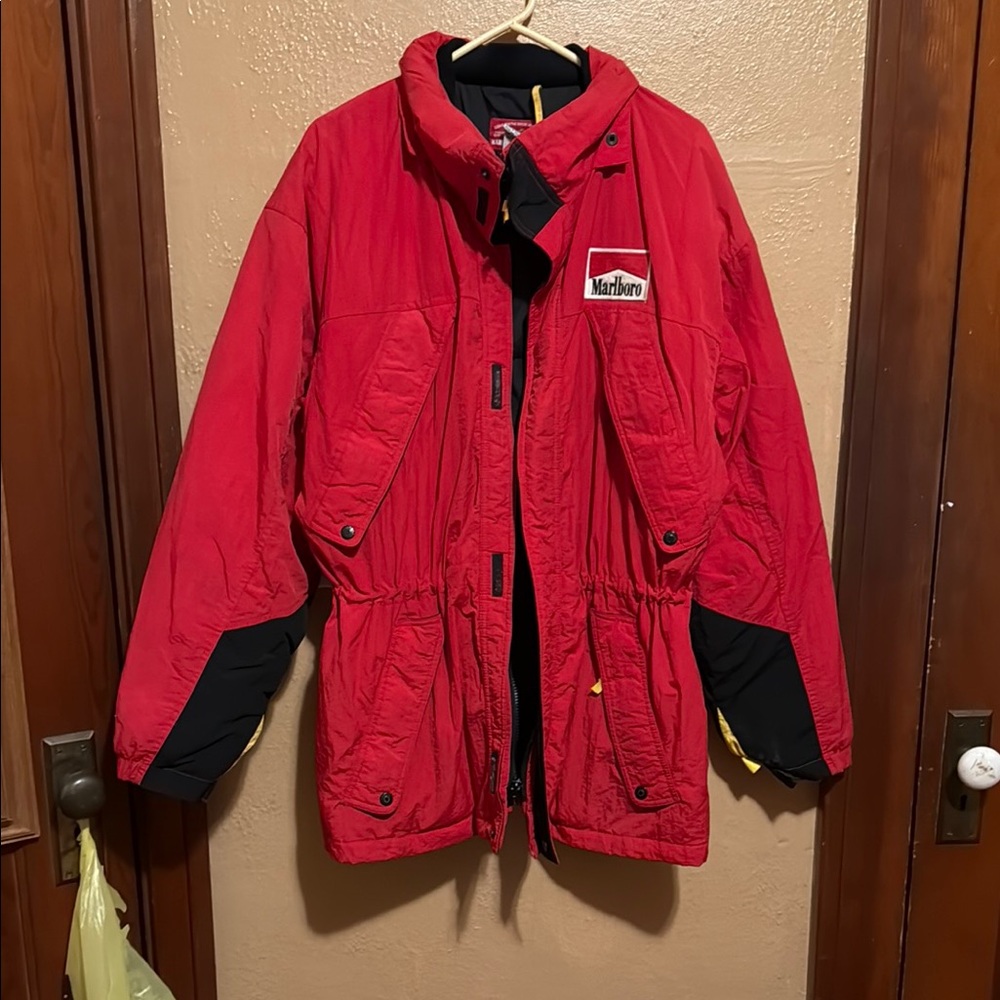 Vibrant Red Marlboro Jacket with Black Details